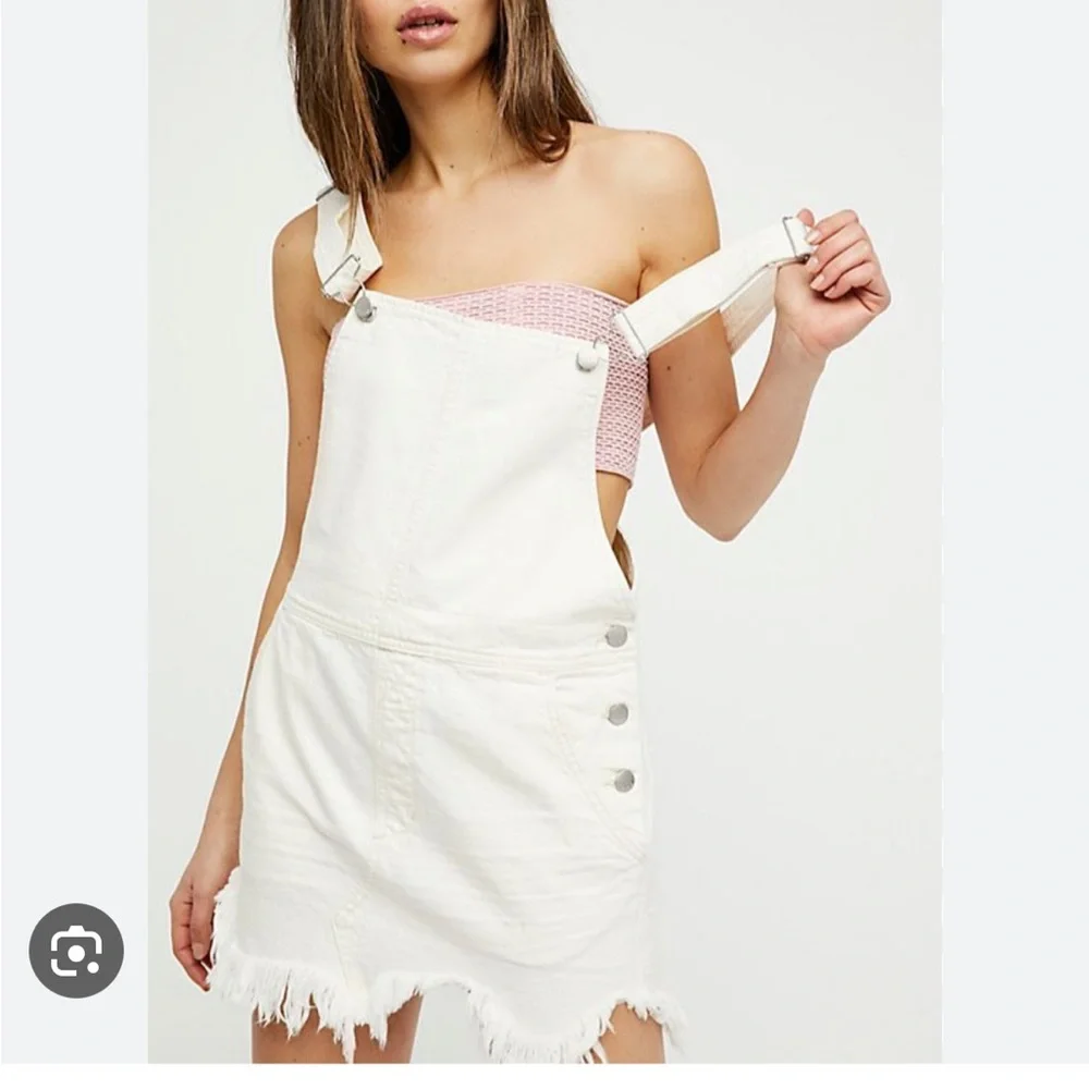 Free people torn up distressed denim jumper in white - Picture 9 of 9